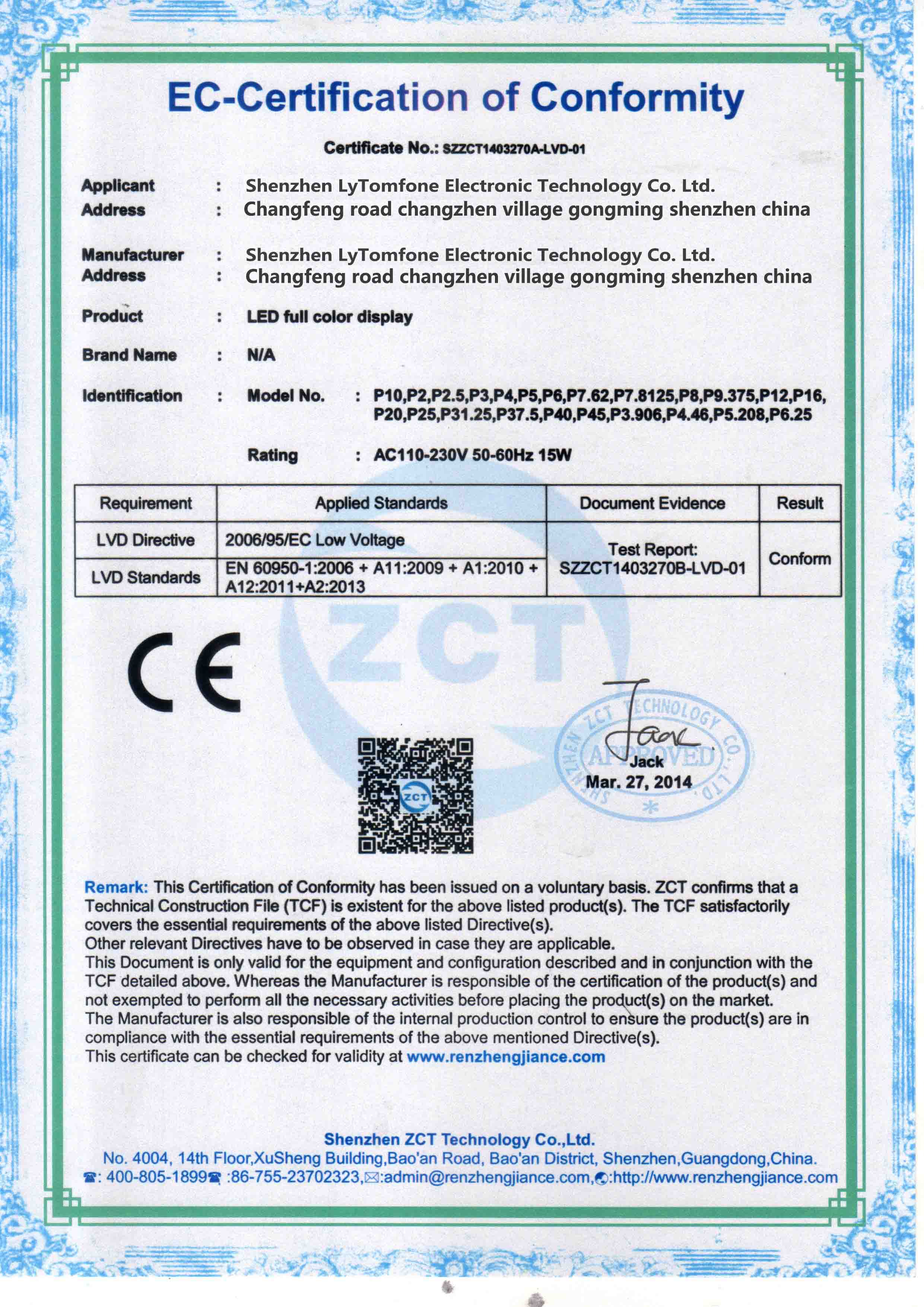 LyTomefone EC-Certification